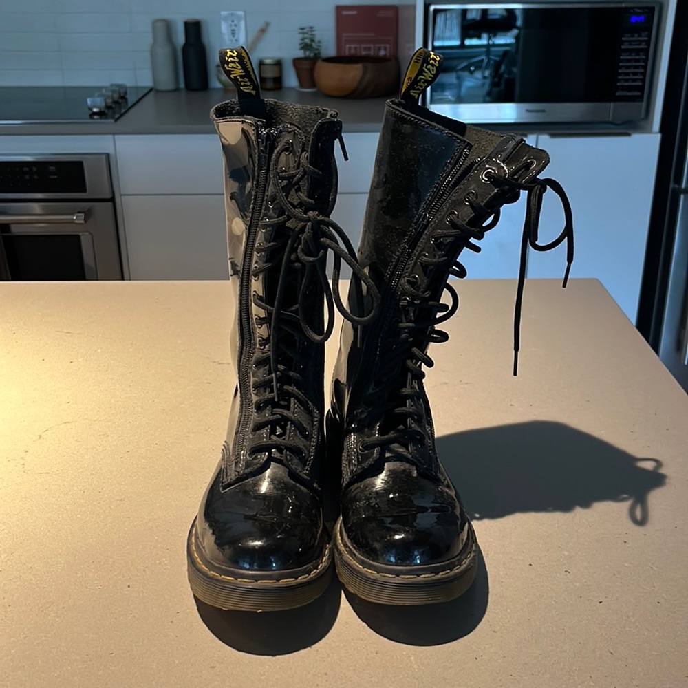 Dr. martins black patent boots